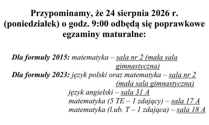 egzaminy poprawkowe maturalne
